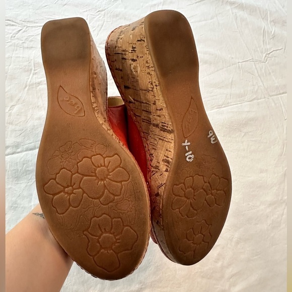 Women’s b.o.c. Cork Wedges, Coral Leather Size 9 - Picture 8 of 16